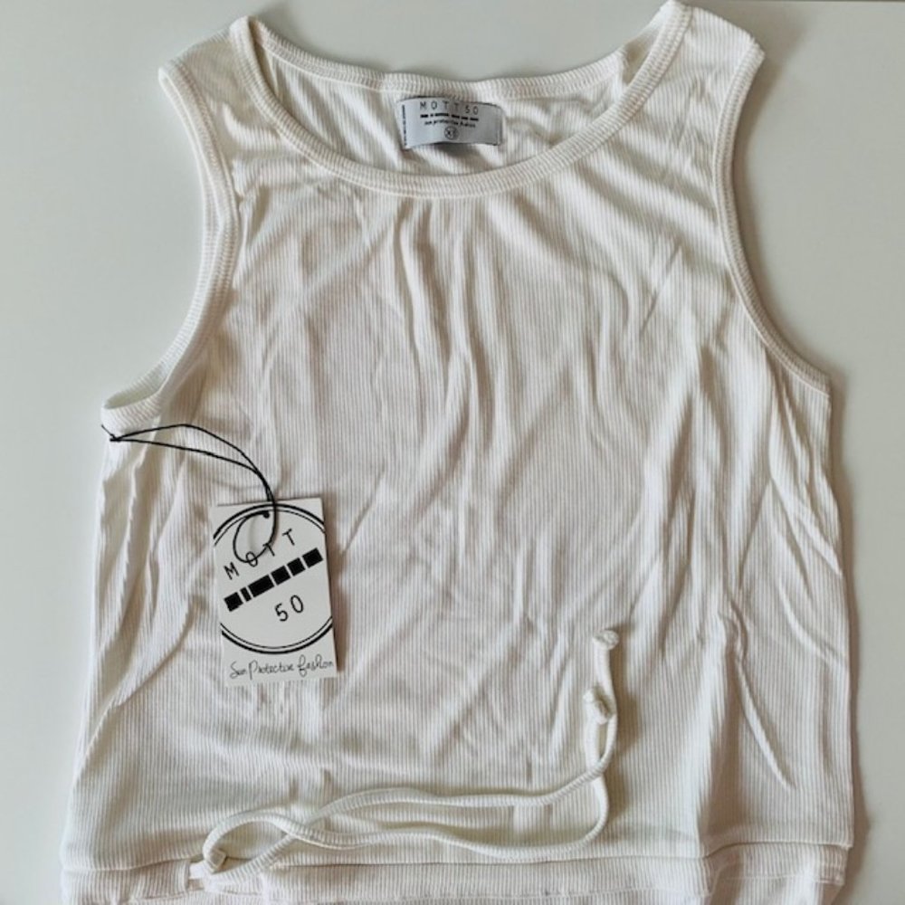 Mott50 White Ribbed Maxi Dress UPF 50 - XS